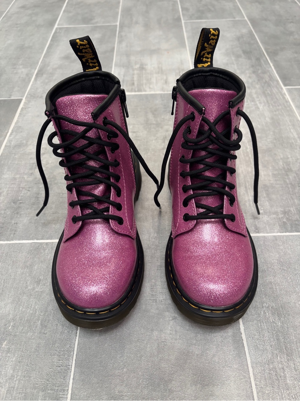 Dr. Martens Purple Pink Glitter 1460 Lace Up Combat Boots Bedazzled Size 1